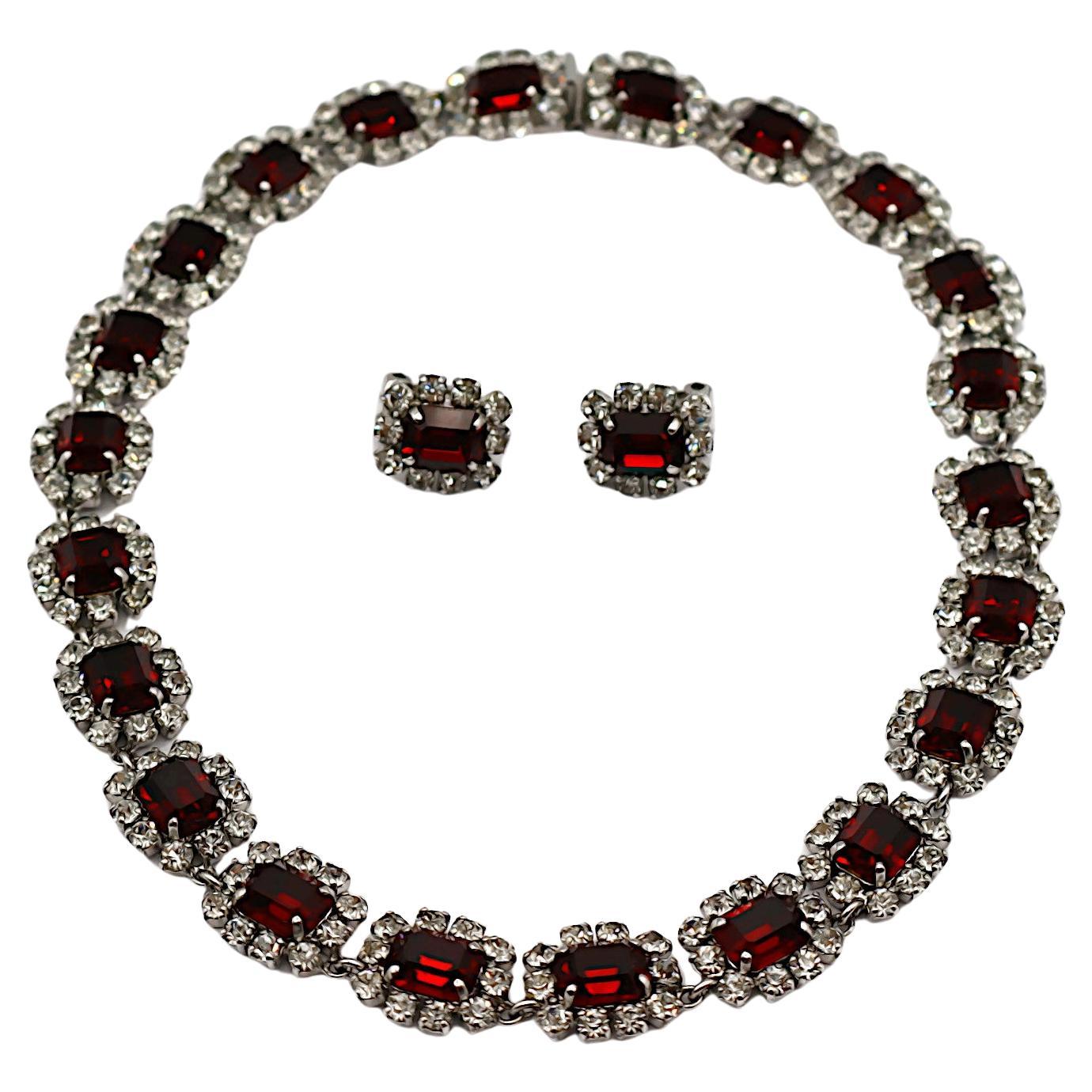 CHRISTIAN DIOR Vintage Jewelled Necklace and Earrings Set, 1966 For Sale