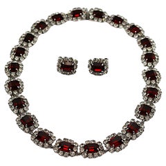 CHRISTIAN DIOR Vintage Jewelled Necklace and Earrings Set, 1966