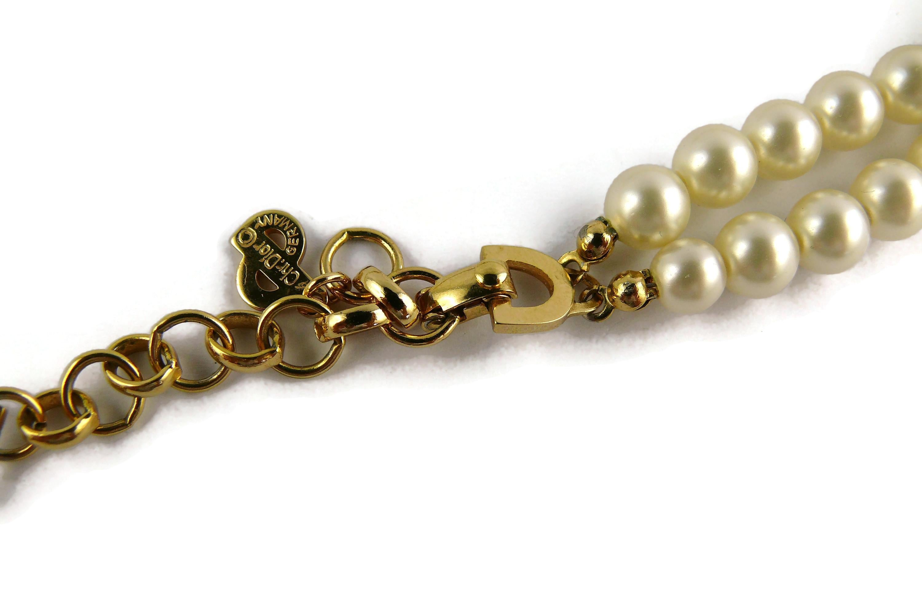 Christian Dior Vintage Jewelled Pearl Necklace 9