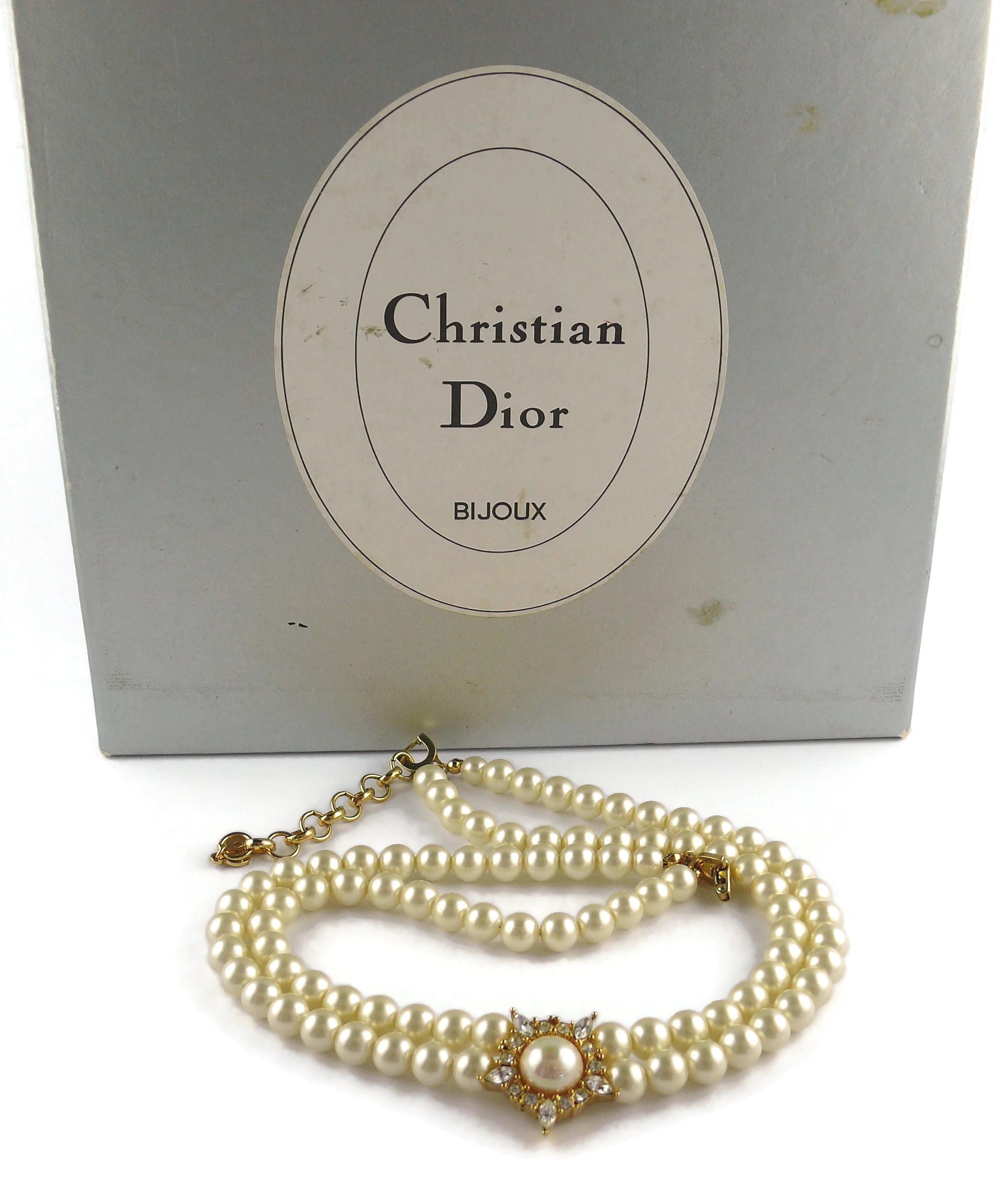 Christian Dior Vintage Jewelled Pearl Necklace In Good Condition In Nice, FR