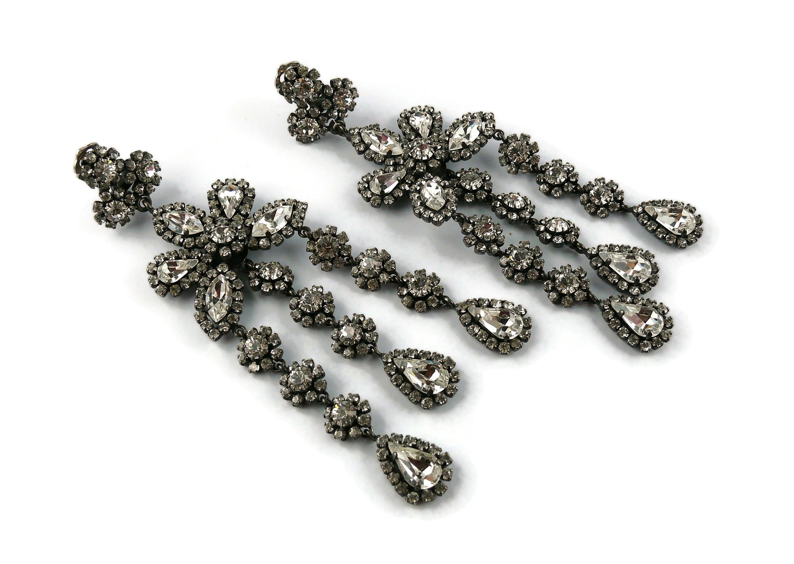 Women's Christian Dior Vintage Jewelled Shoulder Duster Dangling Earrings