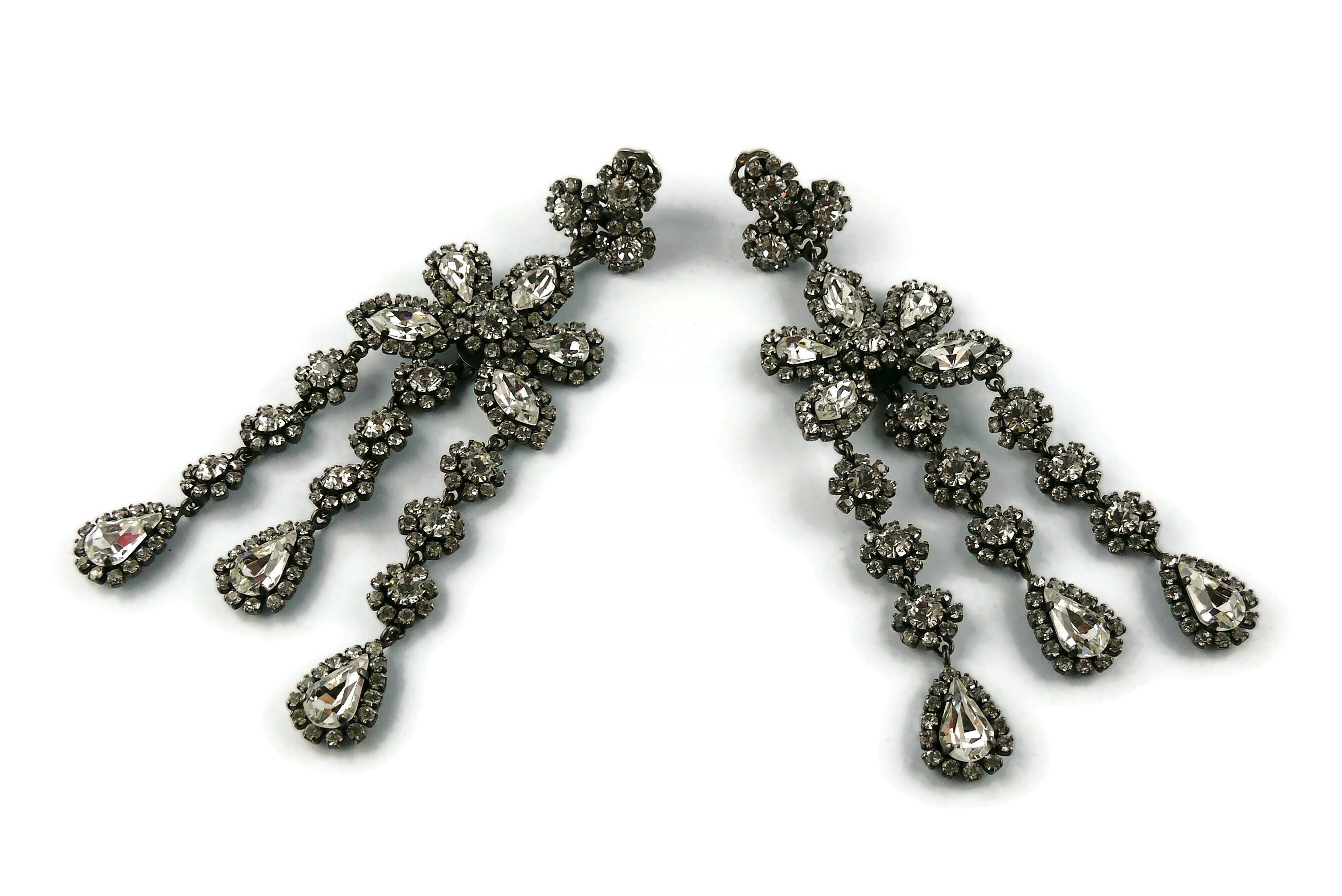 Christian Dior Vintage Jewelled Shoulder Duster Dangling Earrings 4