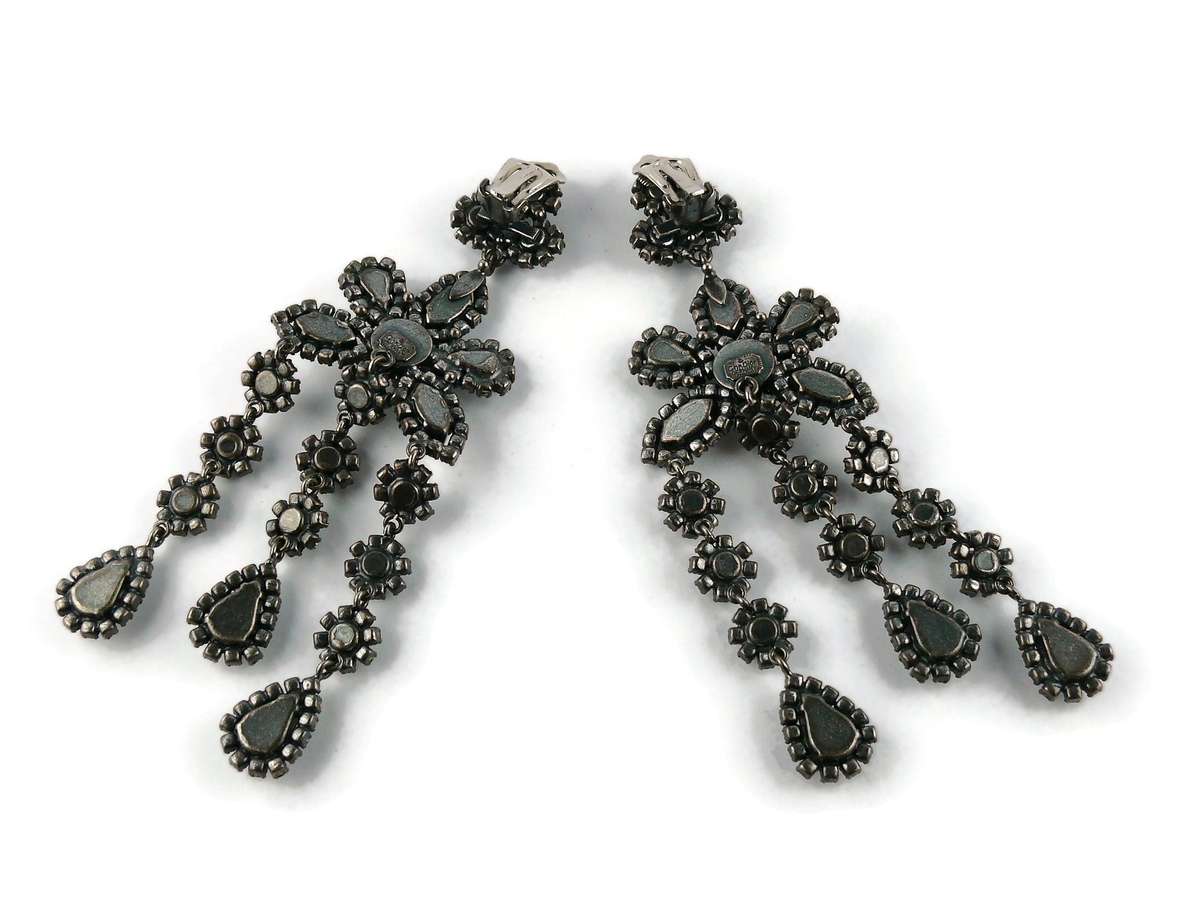 Christian Dior Vintage Jewelled Shoulder Duster Dangling Earrings 5