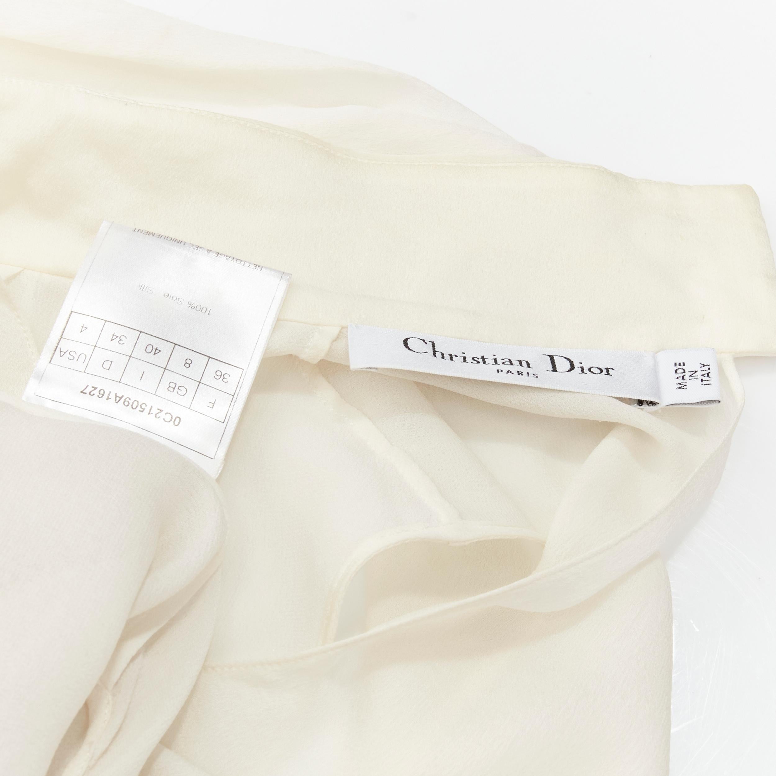 CHRISTIAN DIOR Vintage John Galliano 100% silk white pussy bow tank top FR36 S 3