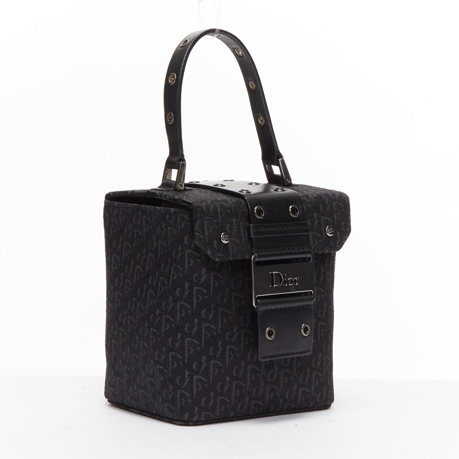 Black CHRISTIAN DIOR Vintage John Galliano black trotter Street Chic canvas box bag For Sale