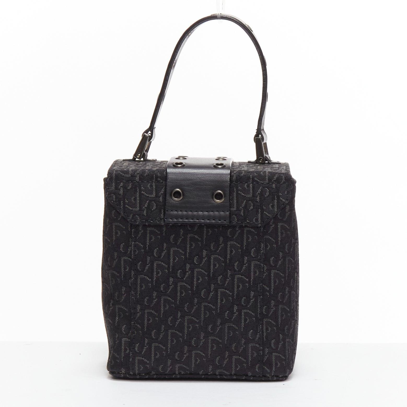 Women's CHRISTIAN DIOR Vintage John Galliano black trotter Street Chic canvas box bag For Sale