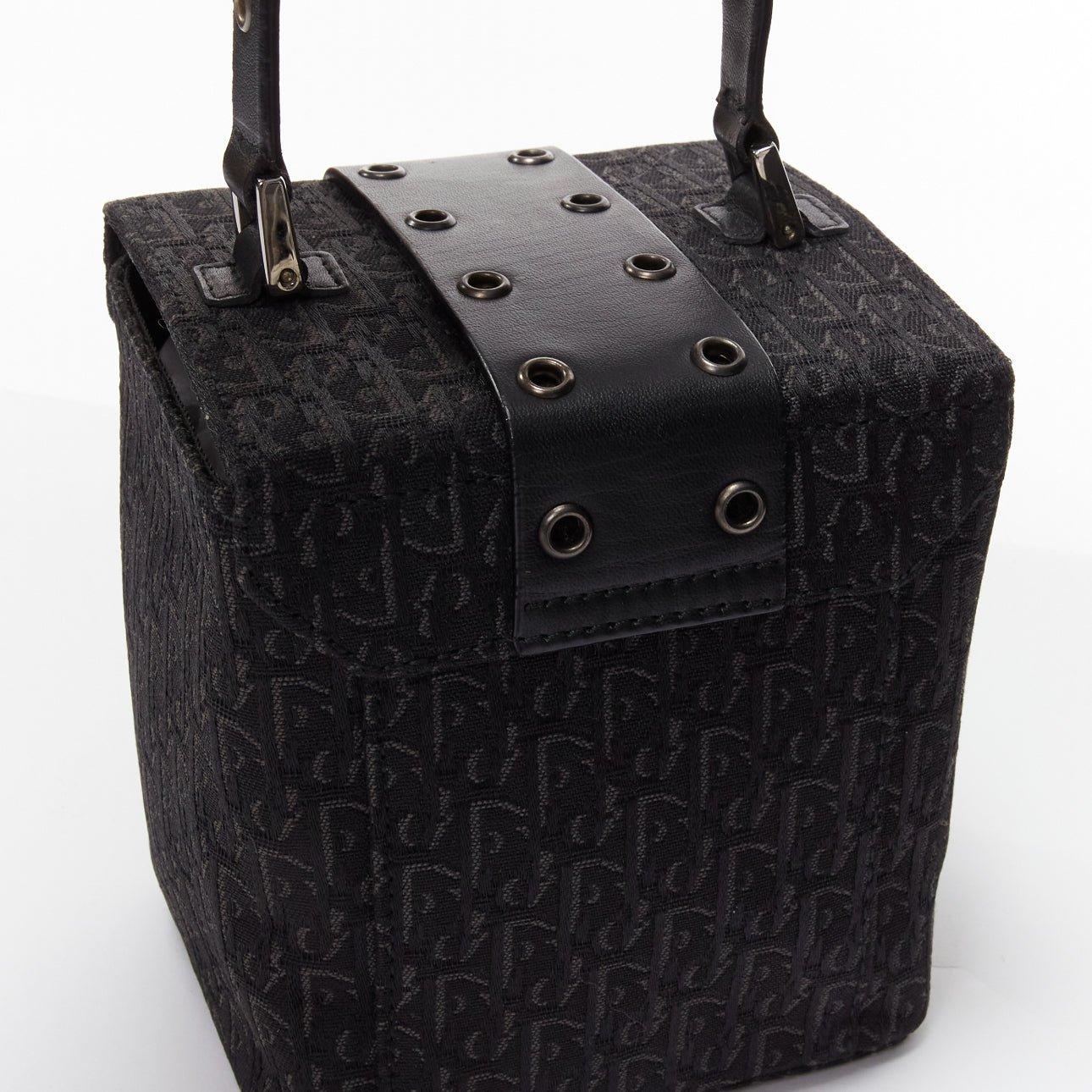 CHRISTIAN DIOR Vintage John Galliano black trotter Street Chic canvas box bag For Sale 3