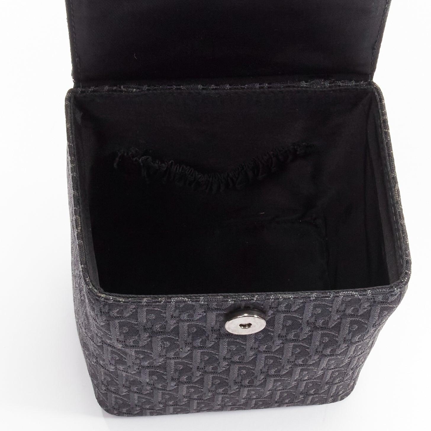 CHRISTIAN DIOR Vintage John Galliano black trotter Street Chic canvas box bag For Sale 4