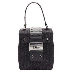 CHRISTIAN DIOR Vintage John Galliano black trotter Street Chic canvas box bag