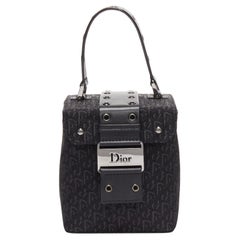 CHRISTIAN DIOR Vintage John Galliano Schwarze Trotter Street Chic Canvas Boxtasche