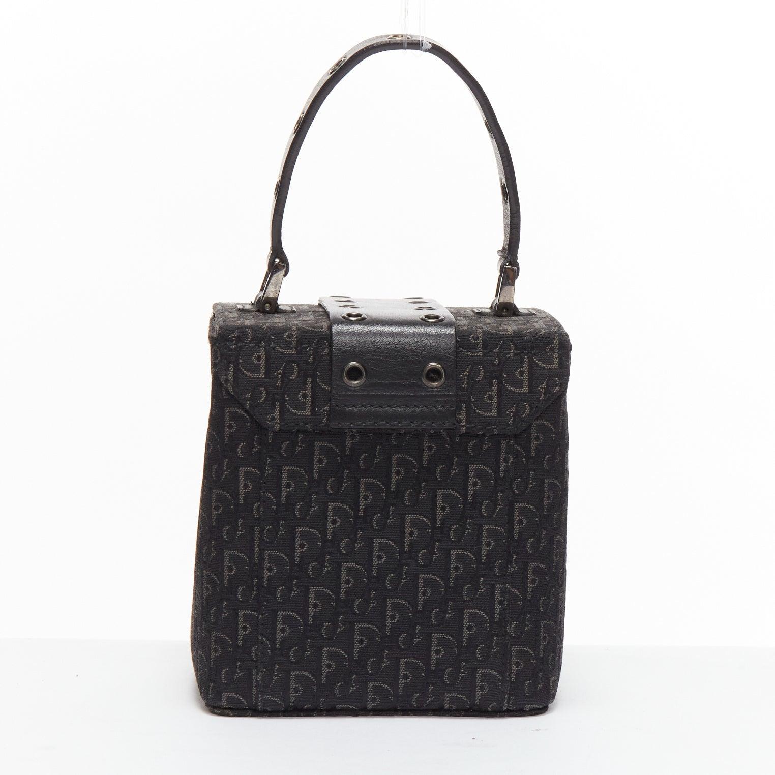 Women's CHRISTIAN DIOR Vintage John Galliano black trotter Street Chic canvas vanity bag For Sale