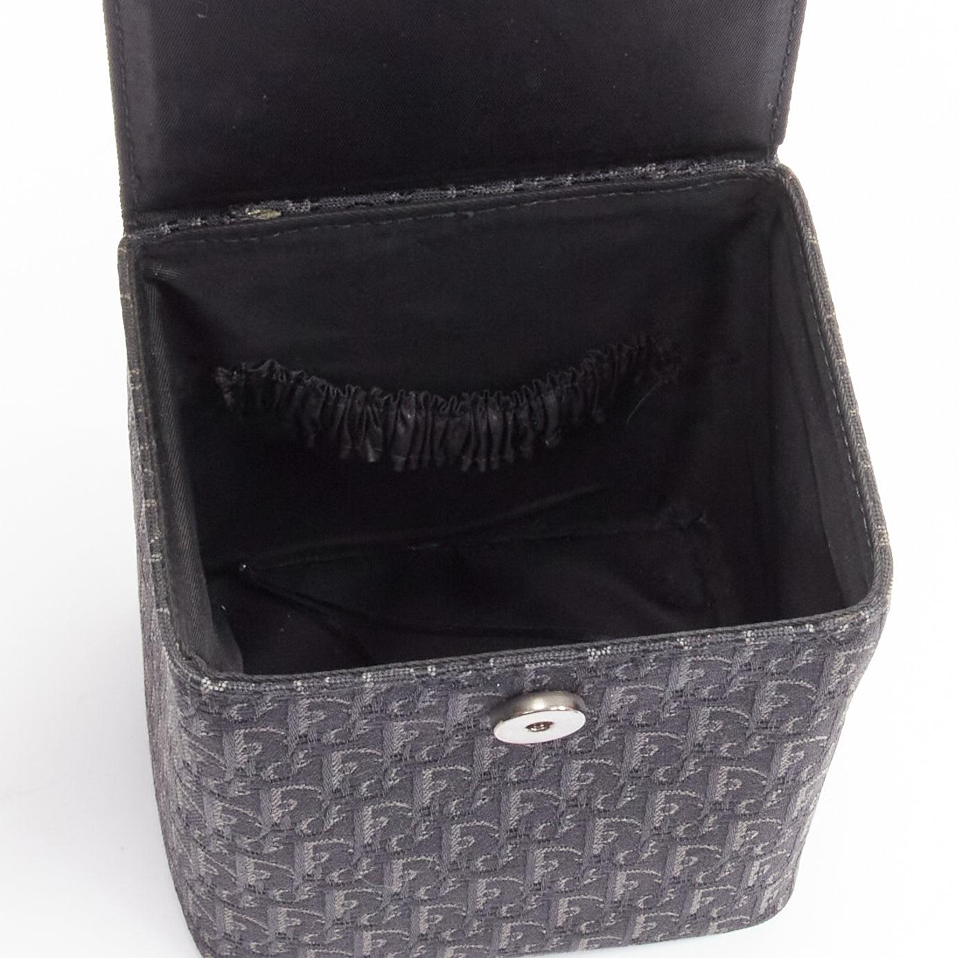 CHRISTIAN DIOR Vintage John Galliano black trotter Street Chic canvas vanity bag For Sale 4