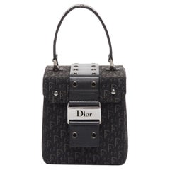 CHRISTIAN DIOR Vintage John Galliano black trotter Street Chic canvas vanity bag