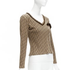 CHRISTIAN DIOR Vintage John Galliano CD trotter monograma terciopelo lazo top FR36 S