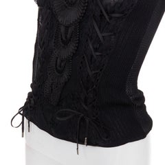 CHRISTIAN DIOR Vintage John Galliano corsé cinta encaje celosía top transparente FR38 M