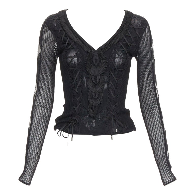CHRISTIAN DIOR Vintage John Galliano corset ribbon lace lattice