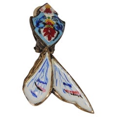 Christian Dior Vintage John Galliano Floral Wings Earring White Blue Drop Runway