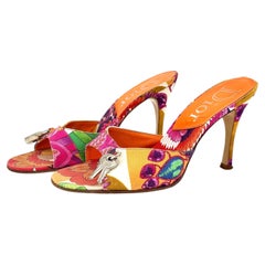 Christian Dior Vintage: sabot con stampa floreale "Padlock and Key" di John Galliano, taglia 37,5