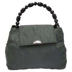 Christian Dior Vintage Khakifarbene Nylon-Umhängetasche