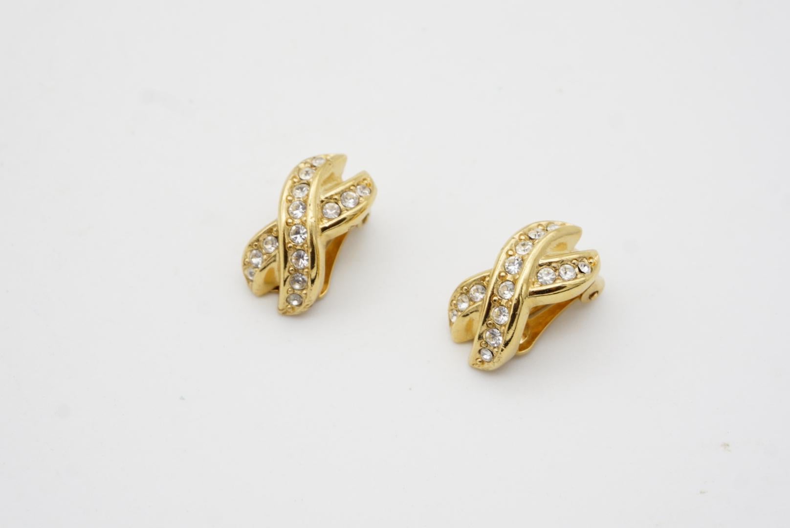 Christian Dior Vintage Kiss Cross X Crystals Link Omega Woven Chain Charm Set in vendita 10