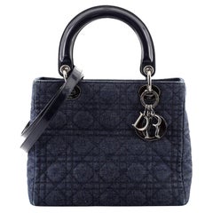 Christian Dior Vintage Lady Dior Bag Cannage Quilt Denim Medium