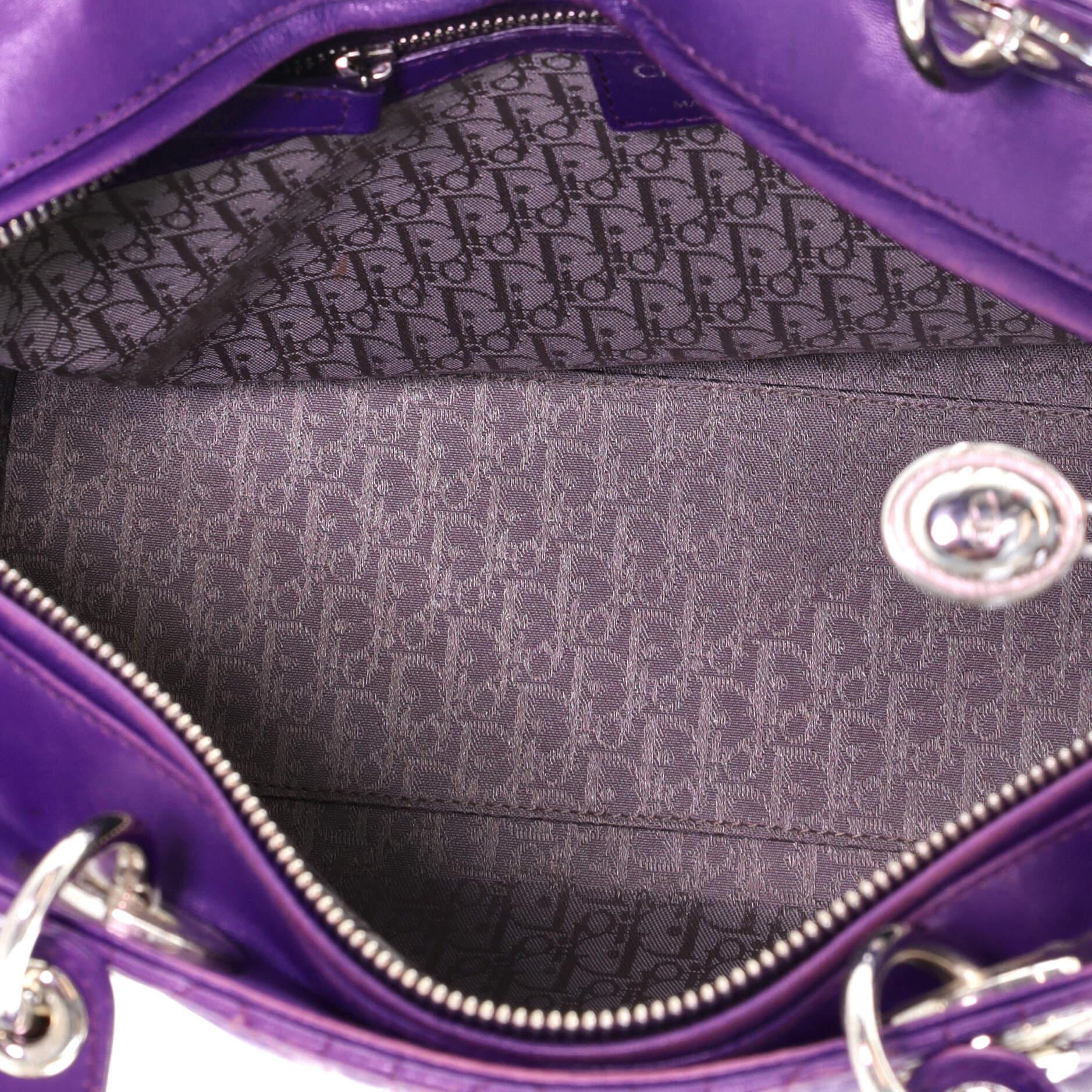 Purple Christian Dior Vintage Lady Dior Bag Cannage Quilt Lambskin Large