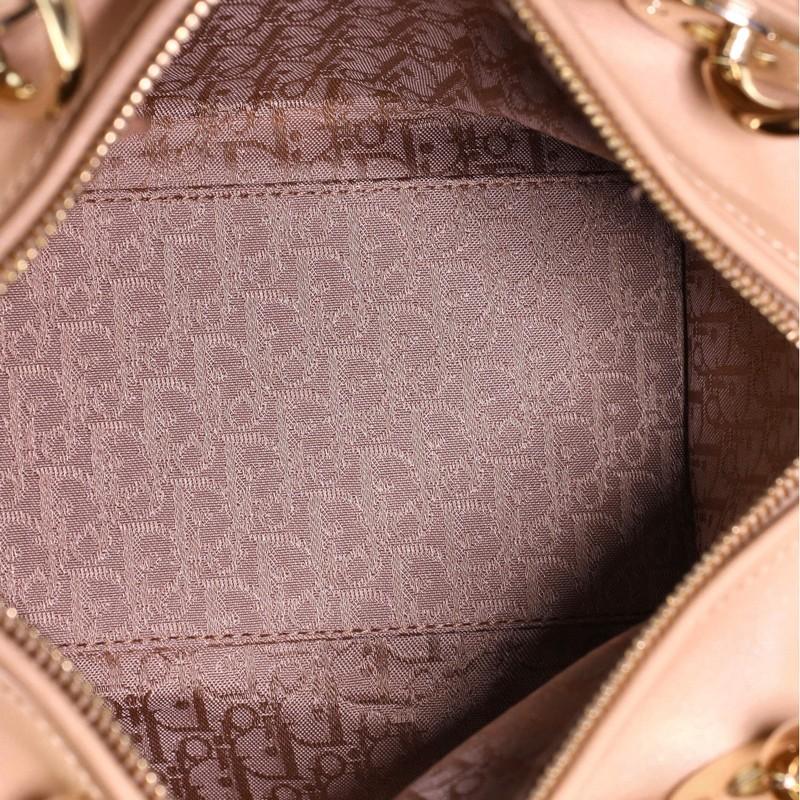 Beige Christian Dior Vintage Lady Dior Bag Cannage Quilt Lambskin Medium