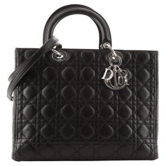 Christian Dior Sac Lady Dior Vintage Cannage Quilt en cuir d'agneau Moyen