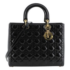 Christian Dior Vintage Lady Dior Bag Cannage Quilt Patent Large
