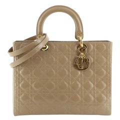 Christian Dior Vintage Lady Dior Bag Cannage Quilt Patent Large