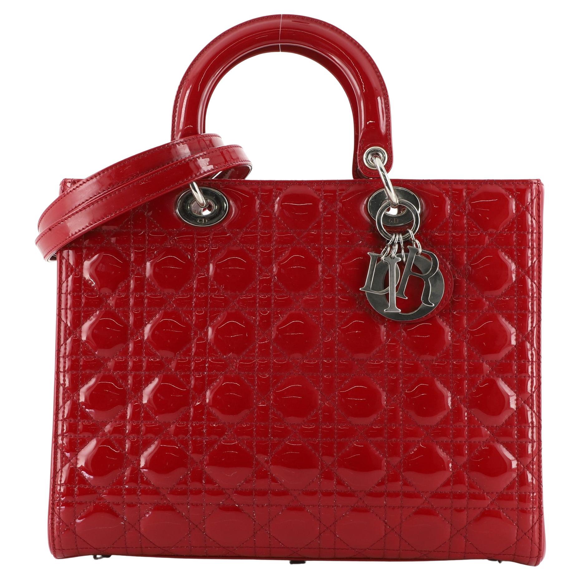 Iconic Mini Lady Dior Ravishing Red Silk Satin Evening Bag With ...