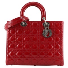 Christian Dior Vintage Lady Dior Bag Cannage Quilt Patent Large