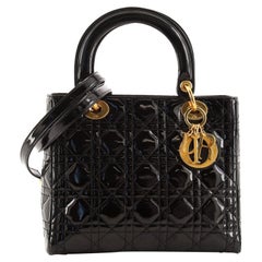 Christian Dior Vintage Lady Dior Bag Cannage Quilt Patent Medium Christian Dior Vintage Lady Dior Bag Cannage Quilt Patent Medium