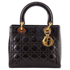 Christian Dior Sac Lady Dior Vintage Cannage Quilt Patent Moyen