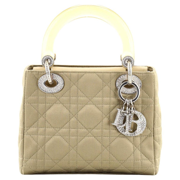 Christian Dior Vintage Lady Dior Bag Cannage Quilt Satin and Resin with C  at 1stDibs