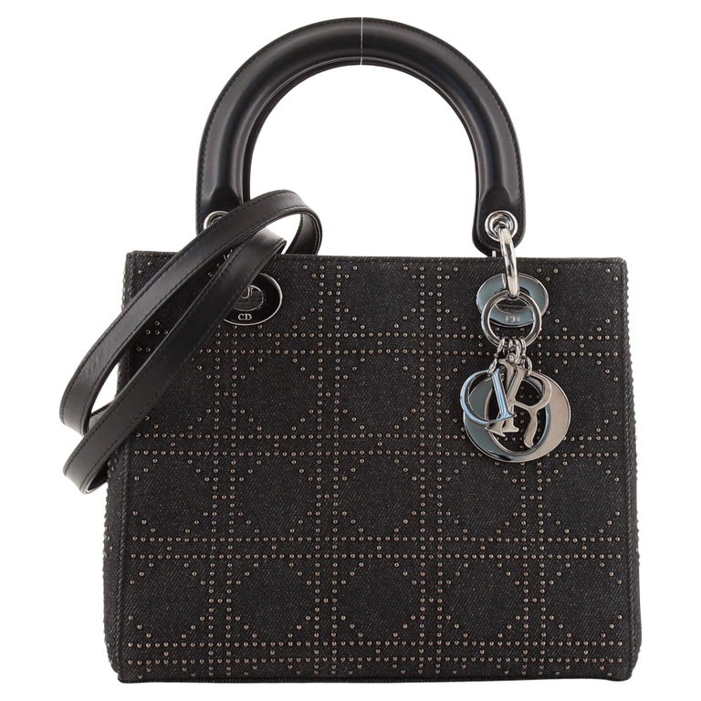 Christian Dior Vintage Lady Dior Bag Cannage Studded Denim Medium For — free download