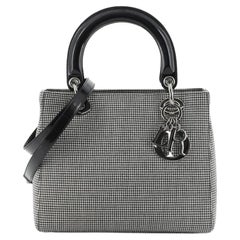 Christian Dior Vintage Lady Dior Bag Houndstooth Canvas Medium