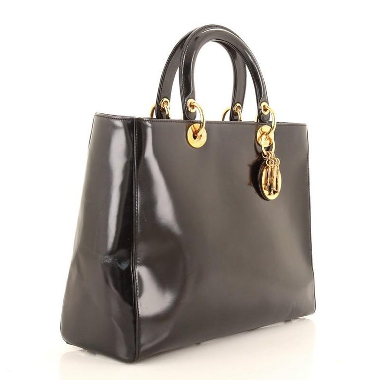 Dior Lady Dior Trotter Patent Leather Handbag – Vintage Classic Bazaar