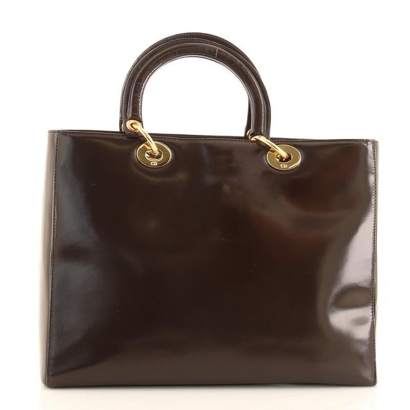 Black Christian Dior Vintage Lady Dior Bag Patent Large