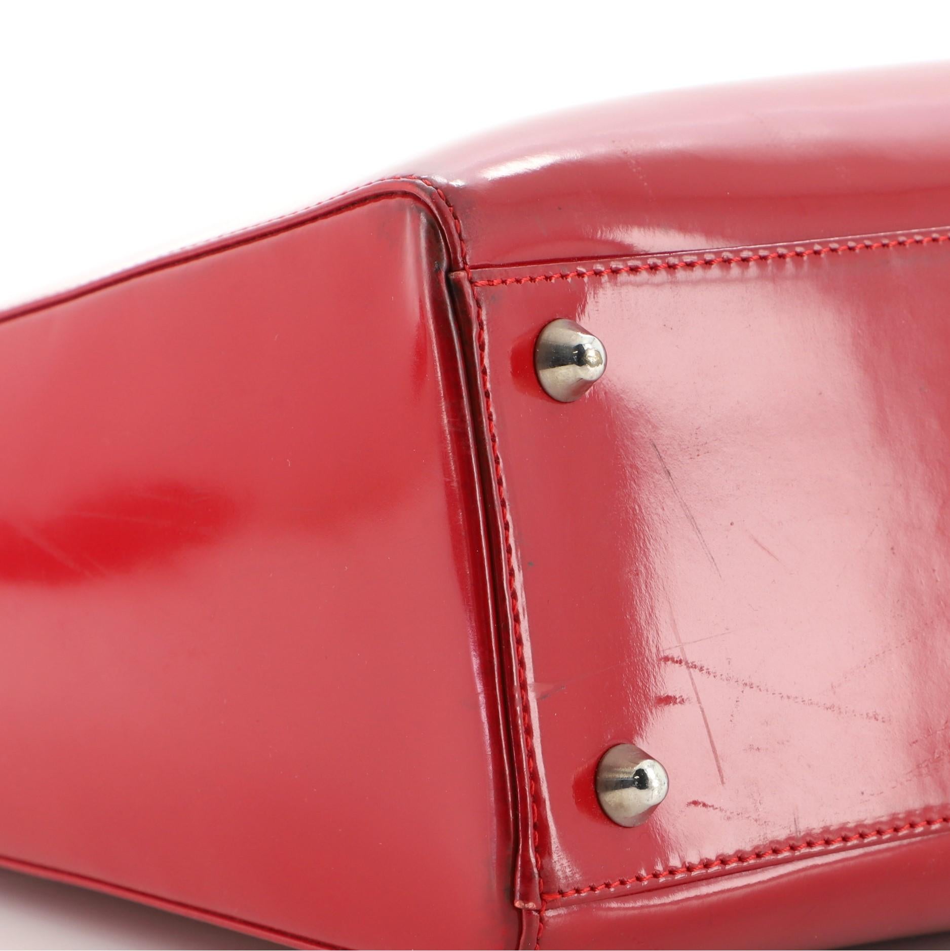 Red Christian Dior Vintage Lady Dior Bag Patent Large