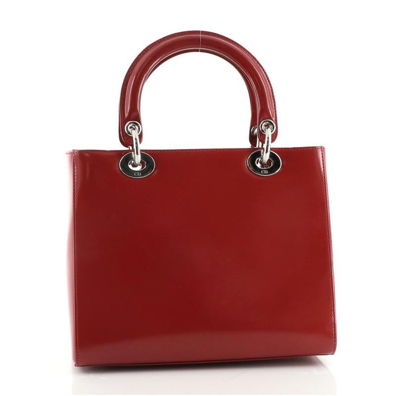 Red Christian Dior Vintage Lady Dior Bag Patent Medium