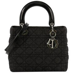 Christian Dior Vintage Lady Dior Handbag Cannage Quilt Denim Medium