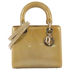 Christian Dior Vintage Lady Dior Handbag Cannage Quilt Patent Medium