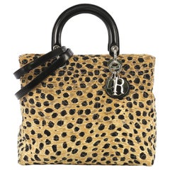 Christian Dior Vintage Lady Dior Handbag Printed Cannage Quilt Canvas Large