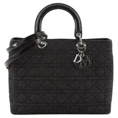 Christian Dior Vintage Lady Dior Tote Cannage Quilt Denim Large