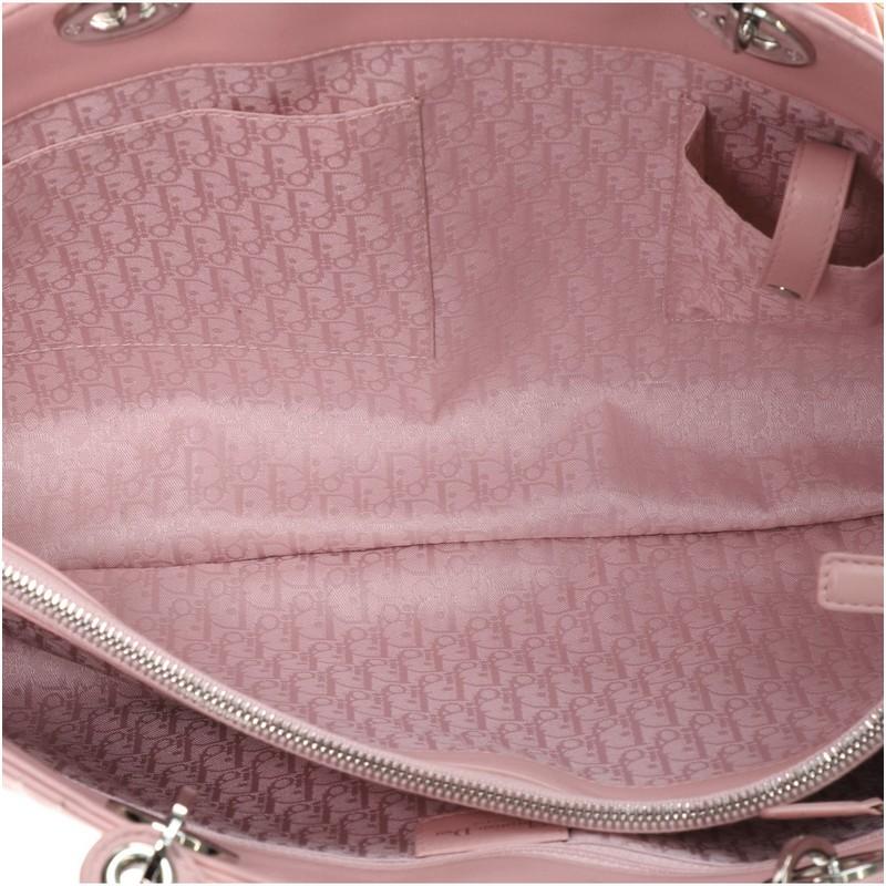 Pink Christian Dior Vintage Lady Dior Tote Cannage Quilt Lambskin Large