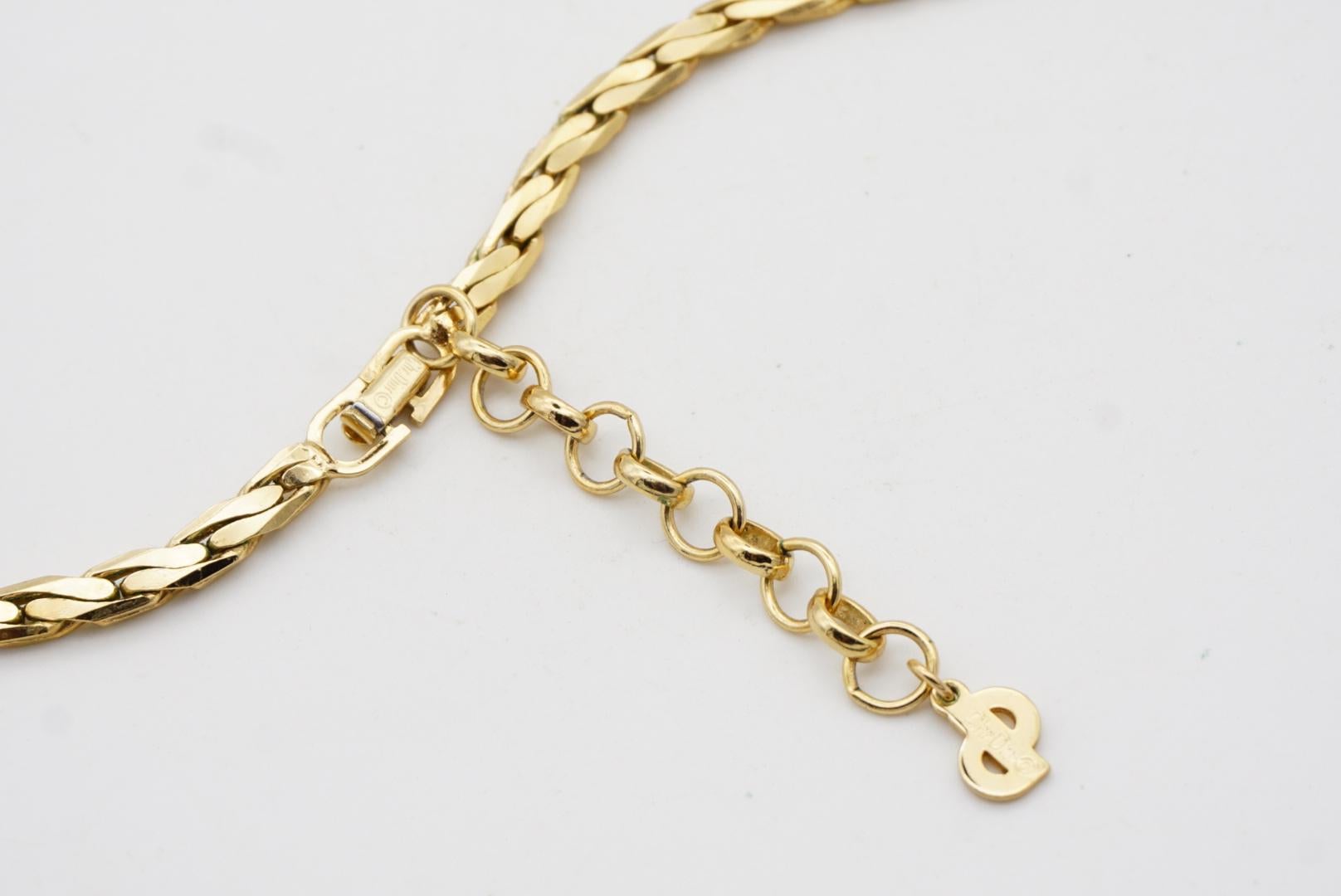 Christian Dior Vintage Lapislázuli Azul Marino Rectángulo Cabujón Ovalado Conjunto Collar Pendientes en venta 12