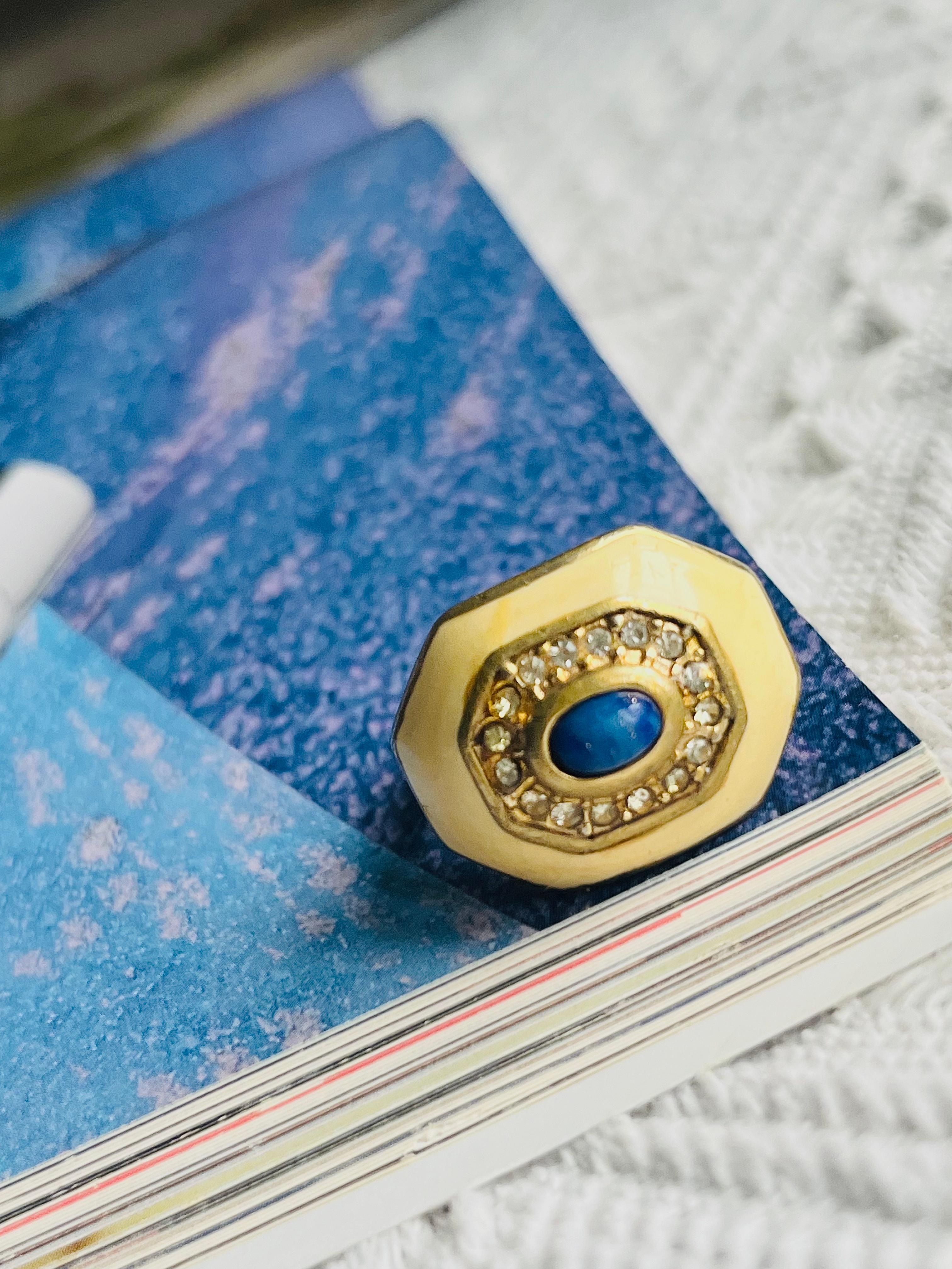 Femenino o masculino Christian Dior Vintage Lapis Oval Cabochon Yellow Octagon Crystals Ring, US 7 en venta
