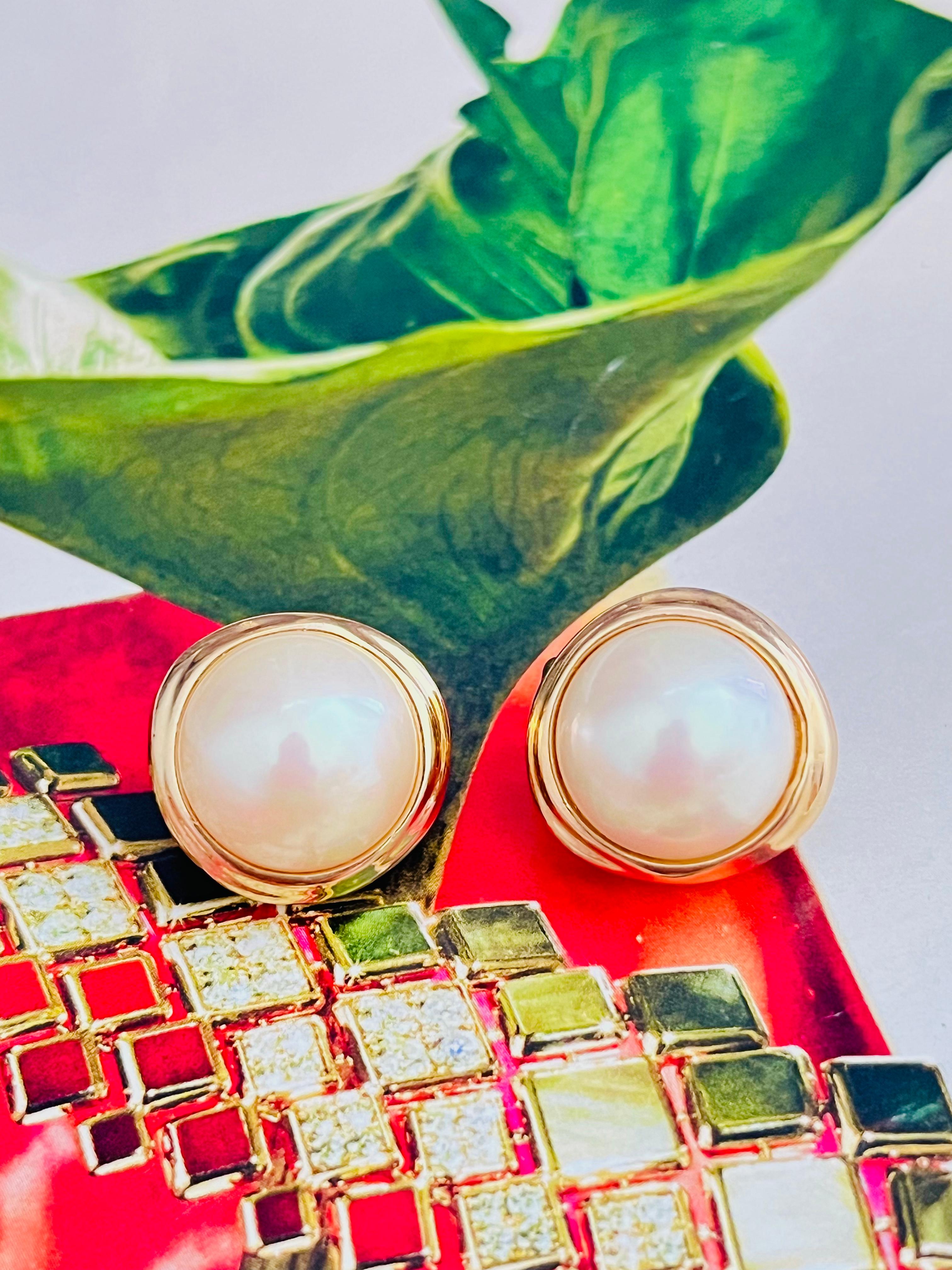 Art Deco Christian Dior Vintage Large Abnormal Circle Round White Pearl Clip Earrings For Sale