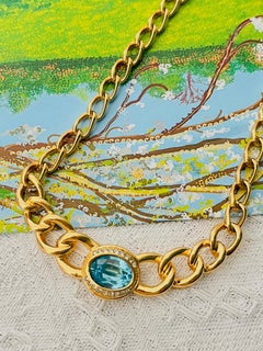 Christian Dior Vintage Collana Omega con cristalli ovali grandi e intrecciati A Link